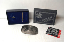 VINTAGE 1977 SMITH  WESSON 125 YEAR ANNIVERSARY Belt Buckle Antique Silver 610