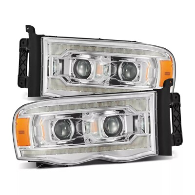 Alpharex For 2002-2005 Dodge Ram Truck Halogen Projector Headlights Truck Chrome