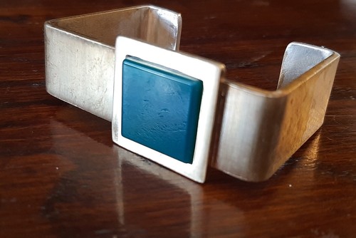 J.M. FORGE - Bracciale Agata Bronzo Argentato Anni 70 - Foto 5 di 12