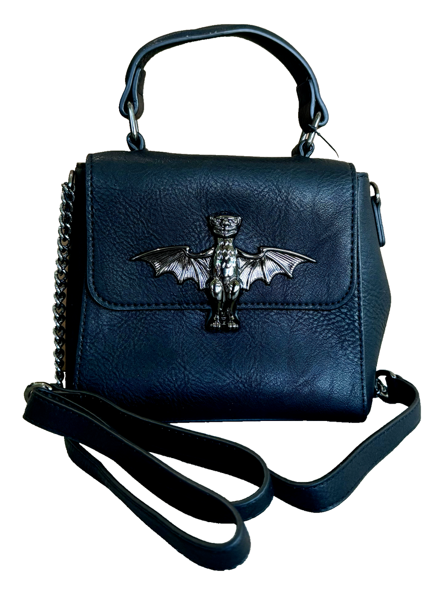 New Disney Parks Haunted Mansion Gargoyle Bat Black Purse Bag