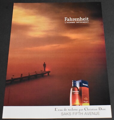 1990 Print Ad Fahrenheit L'Homme Infiniment Christian Dior Fragrance Saks Fifth