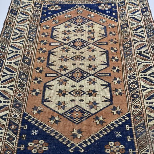 Vintage Hand Knotted Wool Turkish Area Rug, 4x5 Modern Oushak Rug - Picture 10 of 10