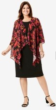 Jessica London Womens Plus Size 2-Piece Floral Sleeve Jacket Dress Set 18W New