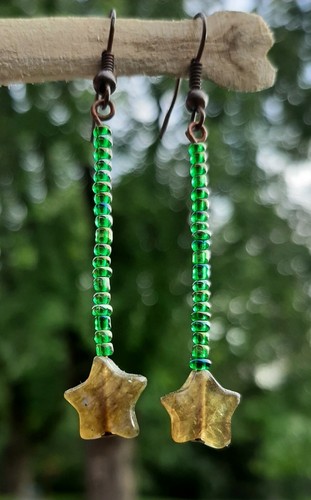 Handmade Labradorite Star & Bead Earrings - SorjuanaLolita Designs - 第 1/6 張圖片