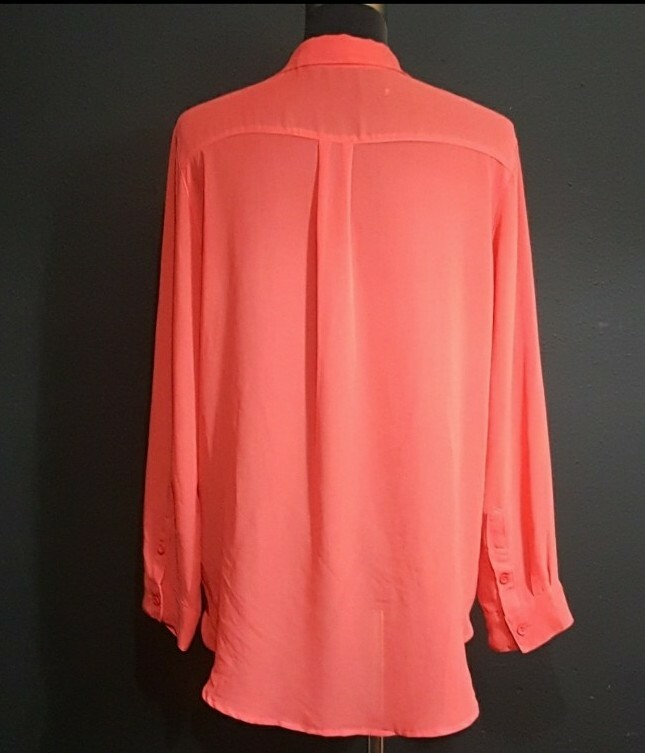 Timing Orange Blouse Size Large Button Front Top - image 3