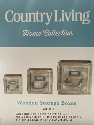 Country Living Home Collection wooden Storage Boxes Set New CRACKER BARREL
