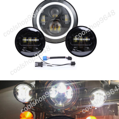 For Yamaha XV 1700 Road Star Silverado 7inch LED Headlight + 4.5'' Passing Lights