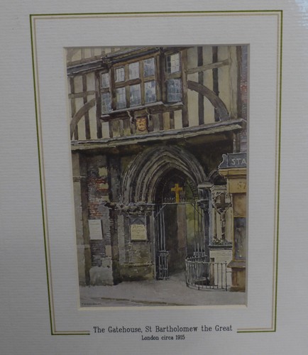 Original Matted Antique Print E Haslehust c1915 Gatehouse St Bartholomew