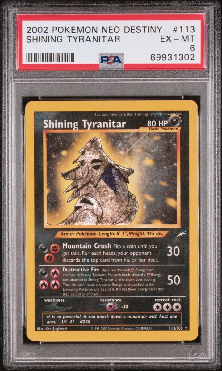 Shining Tyranitar 113/105 Neo Destiny Holo for sale online Shining Tyranitar 113/105 Neo Destiny Holo for sale online