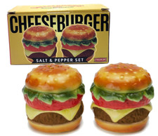NEW - Streamline Ceramic Cheeseburger Salt & Pepper Shaker Set