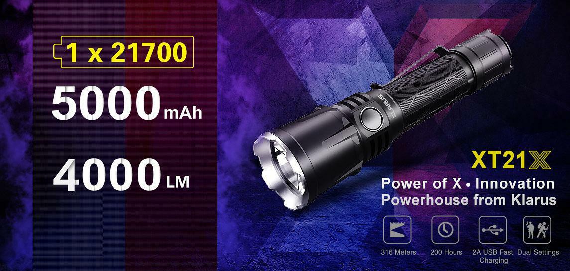 Klarus XT21X Rechargeable Tactical LED Flashlight w/LR10 Camping