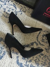 Wildleder Suede Pumps wie Samt-schwarz Stiletto Spitz Leder