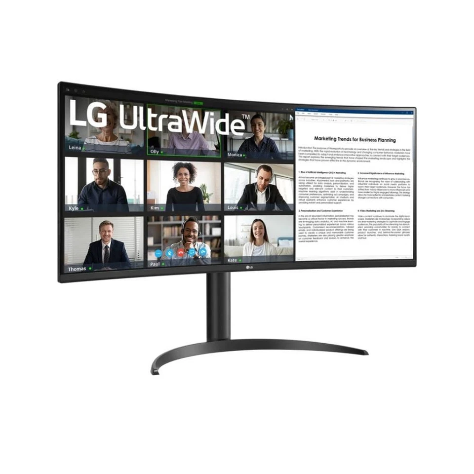 LG 34WR55QK-B 34" Wide Quad HD 100Hz Curved LCD Monitor Response Time 5ms Black - Image 2 of 4