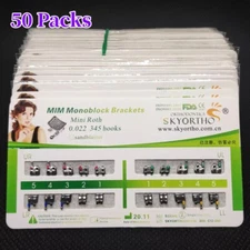 50 Packs Dental Orthodontic Brackets MIM Monoblock Mini Roth/MBT 022 345 Hooks