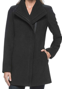 asymmetrical boiled wool coat