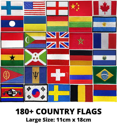 Internationale Länder große Flaggen Abzeichen UK USA Bügelbild Aufnähen bestickt Patch