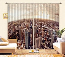 3D City Building ZHUA2927 Photo Curtain Window Blockout Fabric Amy 2023