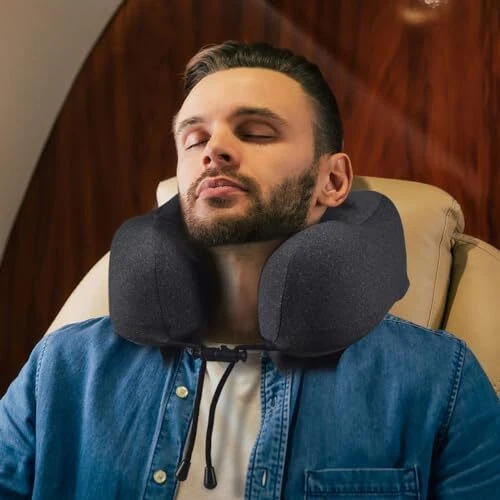 Comfortable Black Travel Pillow for Trips - Single Pack  
