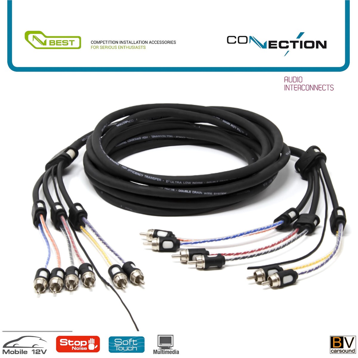 Audison Connection - BT6 250.2 | 6-kanaals cinchkabel - 2,50m