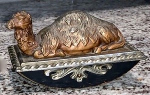 RARE INK BLOTTER Cold Painted Spelter & Wood Camel Sculpture  Austria 1900