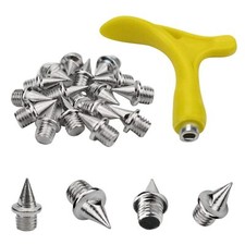 48 Pcs Stainless Steel Steel Track Spikes 1/4 Inch with Wrench for Men's Shoes