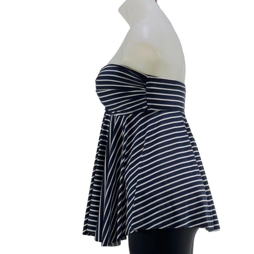 GAP Women's Swimsuit Tankini Top Nylon Blue White Striped Pattern Size S - Image 2 of 4
