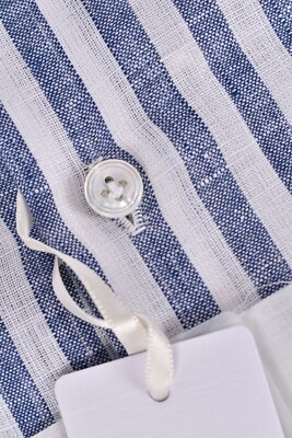 Chemise Homme En Lin Blanc Fralbo Napoli - Taille 42 (col 16.5) - Faite Main