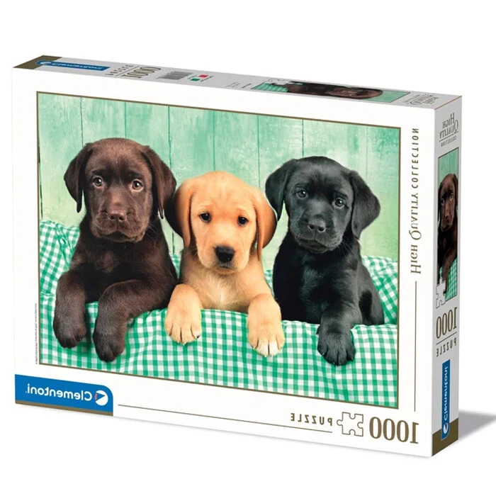Puzzle Clementoni - 1000 pezzi - Tre cani Labrador piccoli cuccioli 69x50 cm - Immagine 4 di 4