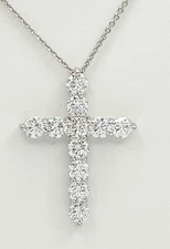 5.00 Ct D/E VS Lab Grown Large Diamond Cross Pendant Necklace 14k White Gold DOM