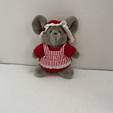 Vintage Dakin Mrs. Santa Mouse Christmas Plush Doll 1986