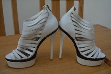 Dune White Leather Strappy Platform Sandals Size UK 3