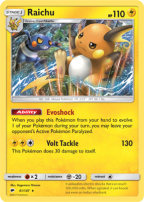 1x Raichu 41/147 HOLO RARE Burning Shadows Pokemon TCG Card LP | eBay