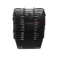 12pcs Stackable Shopping Basket Metal Hand Basket Storage Basket w/Stand Black