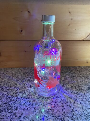 Wodka Flasche Licht LED Bunt Dekoflasche Absolut Raspberry Tischdeko - Bild 1 von 5