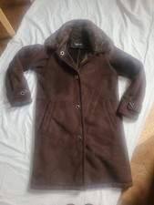 Donnybrook Outerwear Choc Brown Faux Shearling Sheepskin 3/4 Coat 40" Used Vgc