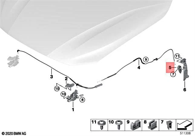 Genuine BMW M3 Z4 G20 G29 318d 320d Lever For Engine Hood  