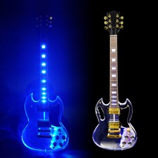 Blue LED Light Electric Guitar Maple Acrylic Body Crystal Guitar Sweet Sound New