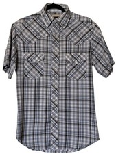 Wrangler Western Fashion Short-Sleeve Pearl Snap Casual Shirt Men's Size S