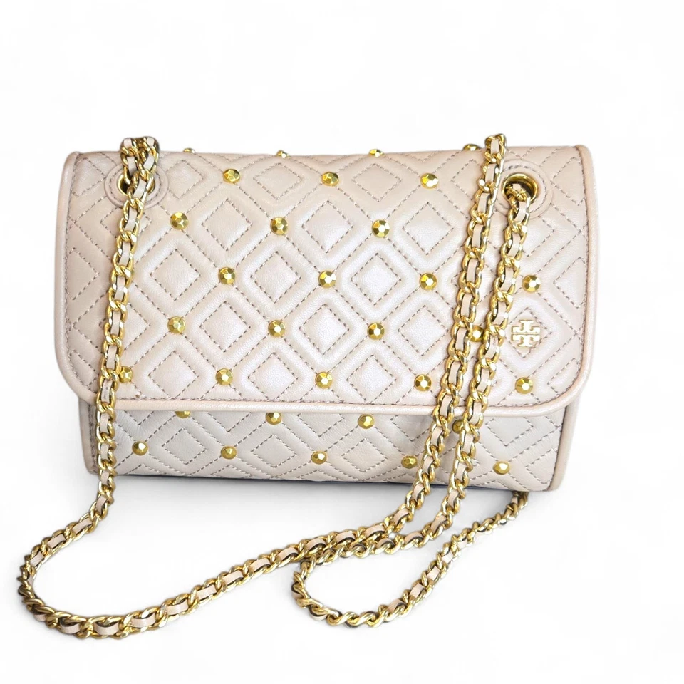 Tory Burch Fleming Quilted And Studded Leather Chain Strap Crossbody Handbag - Image 4 of 4
