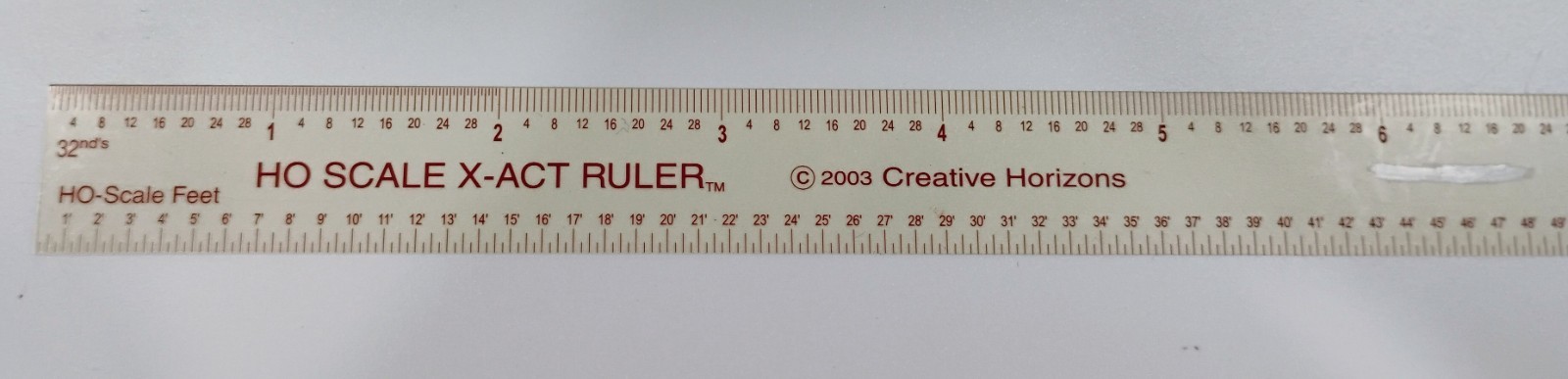 Hi Loc Ruler HO Ruler - Clear Accurate Flexible Polyester w/Sepia hatchmarks 12