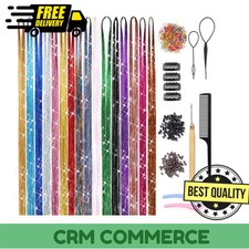 16 Colors Hair Tinsel Kit with Tools 3200 Strands Glitter Tinsel Hair Extensions