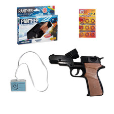 Pistola giocattolo Panther metallo con colpi a 8 scatti + badge polizia speciale