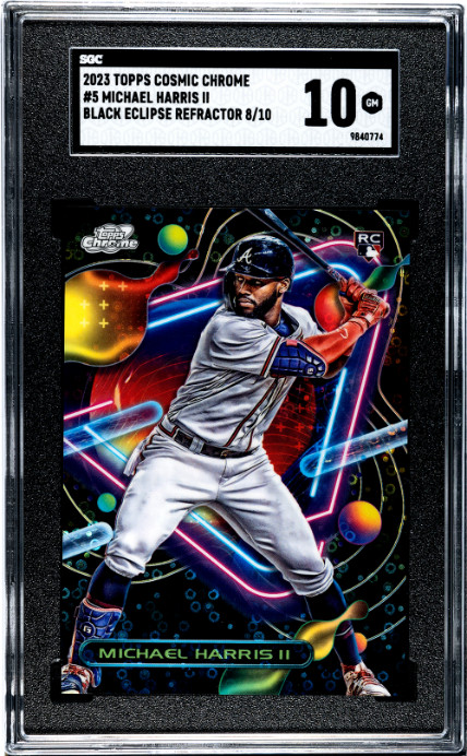 2023 Topps Chrome Cosmic Michael Harris II Black Eclipse Refractor SGC 10 #/10