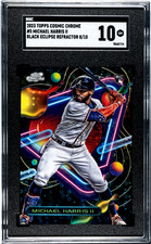 2023 Topps Chrome Cosmic Michael Harris II Black Eclipse Refractor SGC 10 #/10