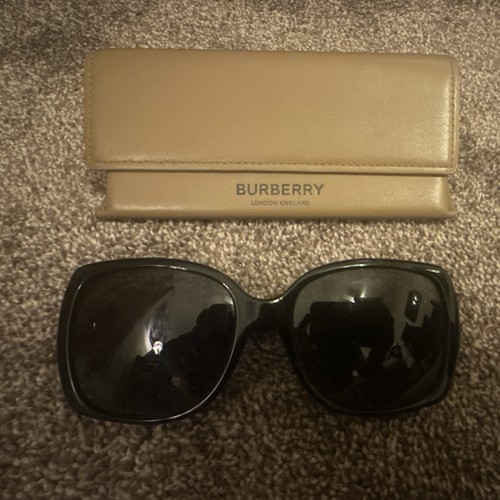 Burberry Oversized Square Sunglasses Black Plaid Plastic Frame Women Designer