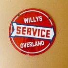 Vintage Willys Overland Service Classic Porcelain Enamel Advert Sign 11.75"