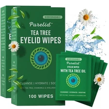 200Pcs Tea Tree Eyelid Wipes – Tea Tree Oil Eye Wipes for People with Dry Eyes
