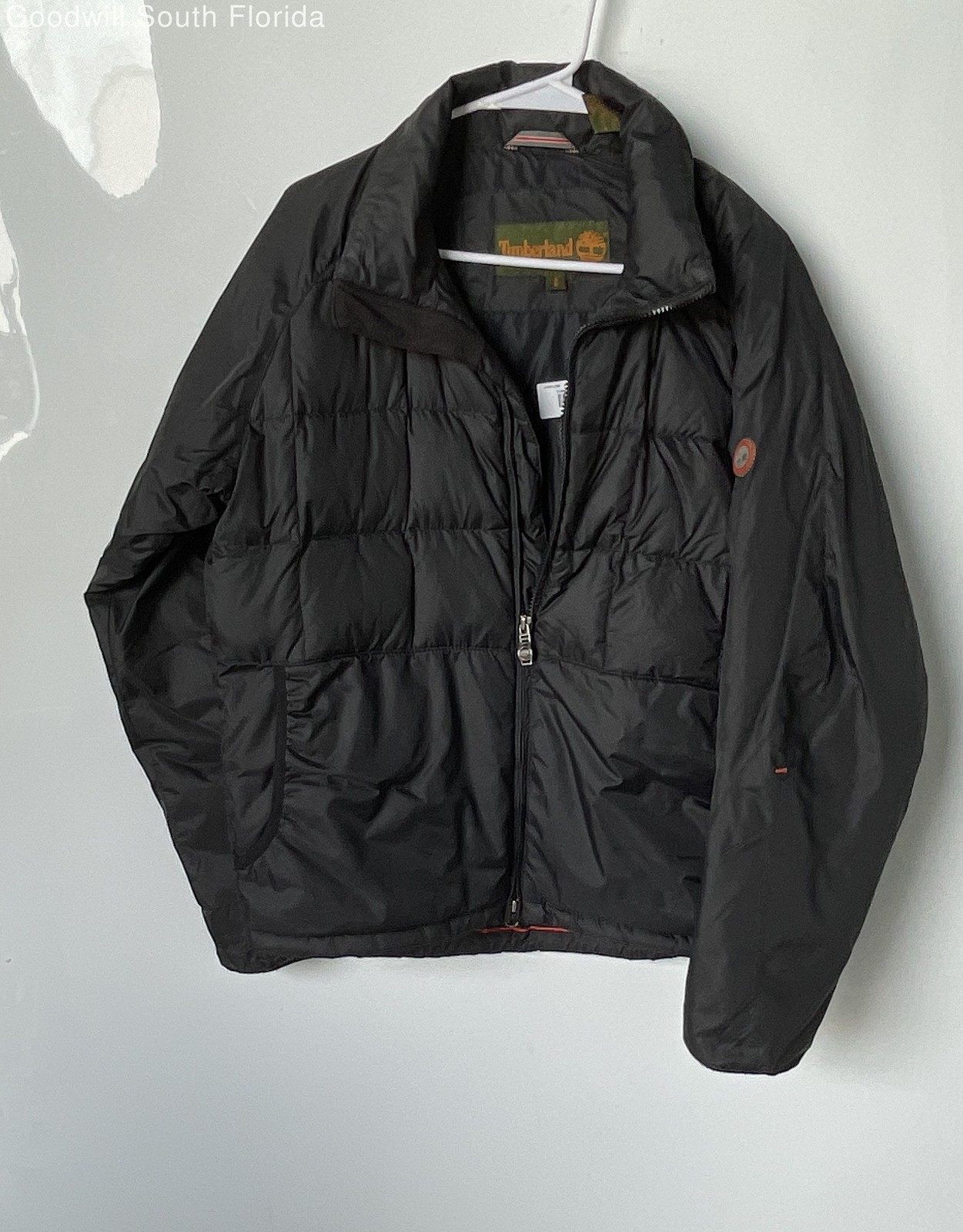 Timberland Mens Black Long Sleeve Front Full-Zip Puffer Jacket Size Small