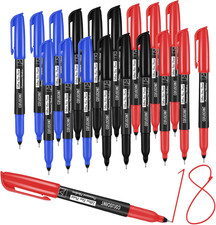 18 Pack Ultra Fine Point Permanent Markers 0.4mm Waterproof Assorted Colors