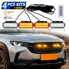 Grill Led Lights Front Grille Smoked Raptor Drl Strobe Flashing Light Trucks Suv